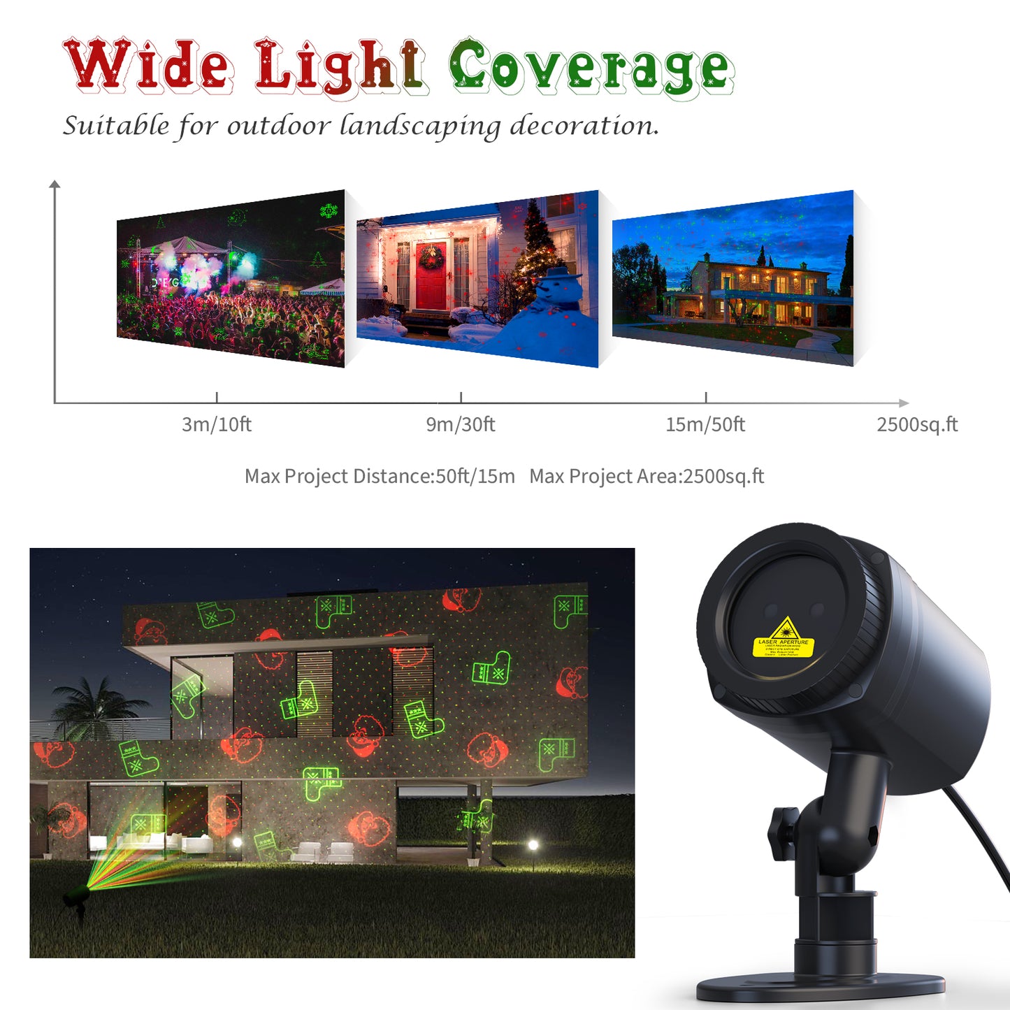 Christmas Projector Lights Outdoor, Waterproof with Remote,16 Patterns Christmas Lights Projector, Timer, Red and Green Xmas Landscape Spotlight Suitable for Garden Christmas Decor Indoor Home Party