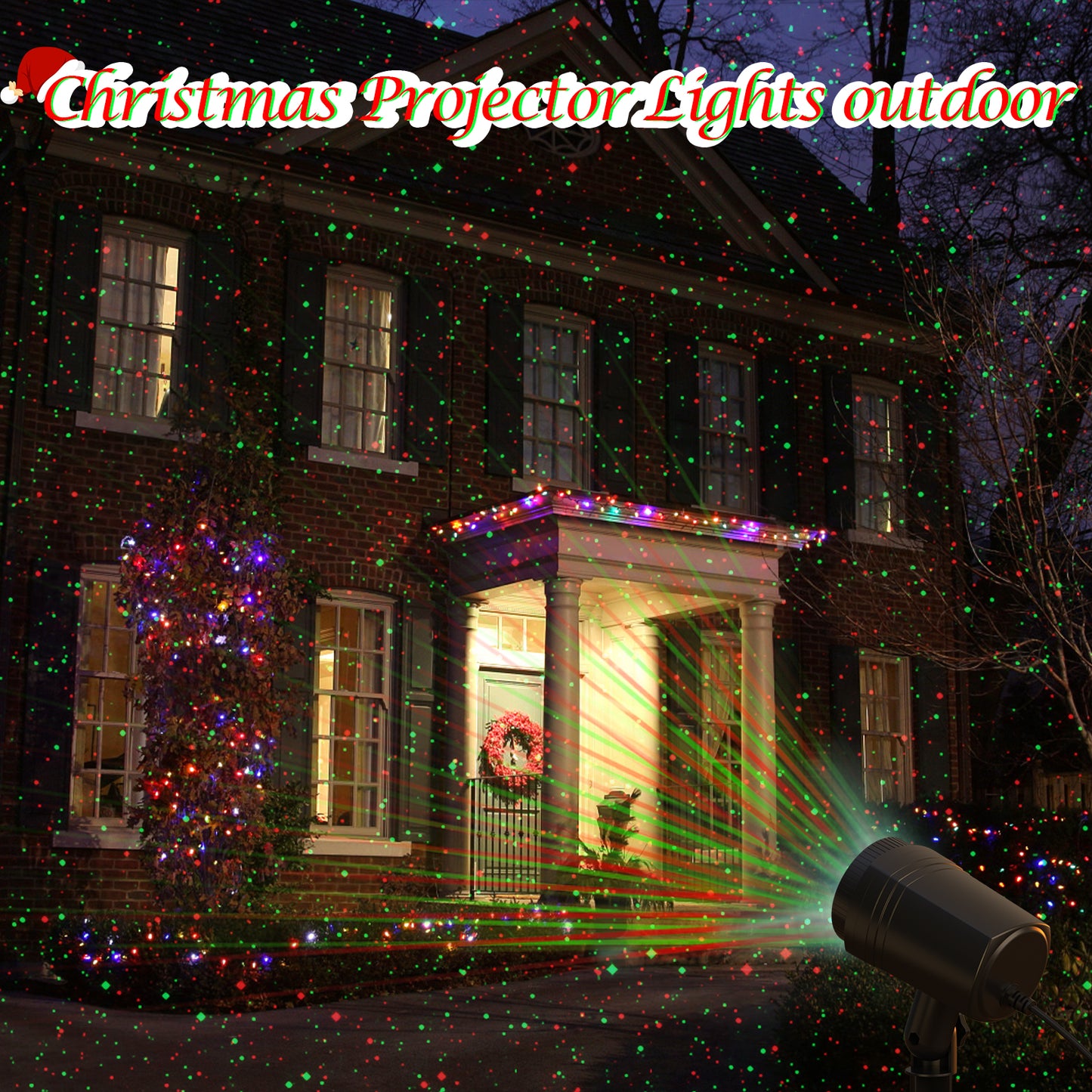Christmas Projector Lights Outdoor, Firefly Lights Display Christmas Decorations with Remote, Super-Bright RG Light Projector Waterproof Indoor Halloween Wedding Home Party Gife Garden