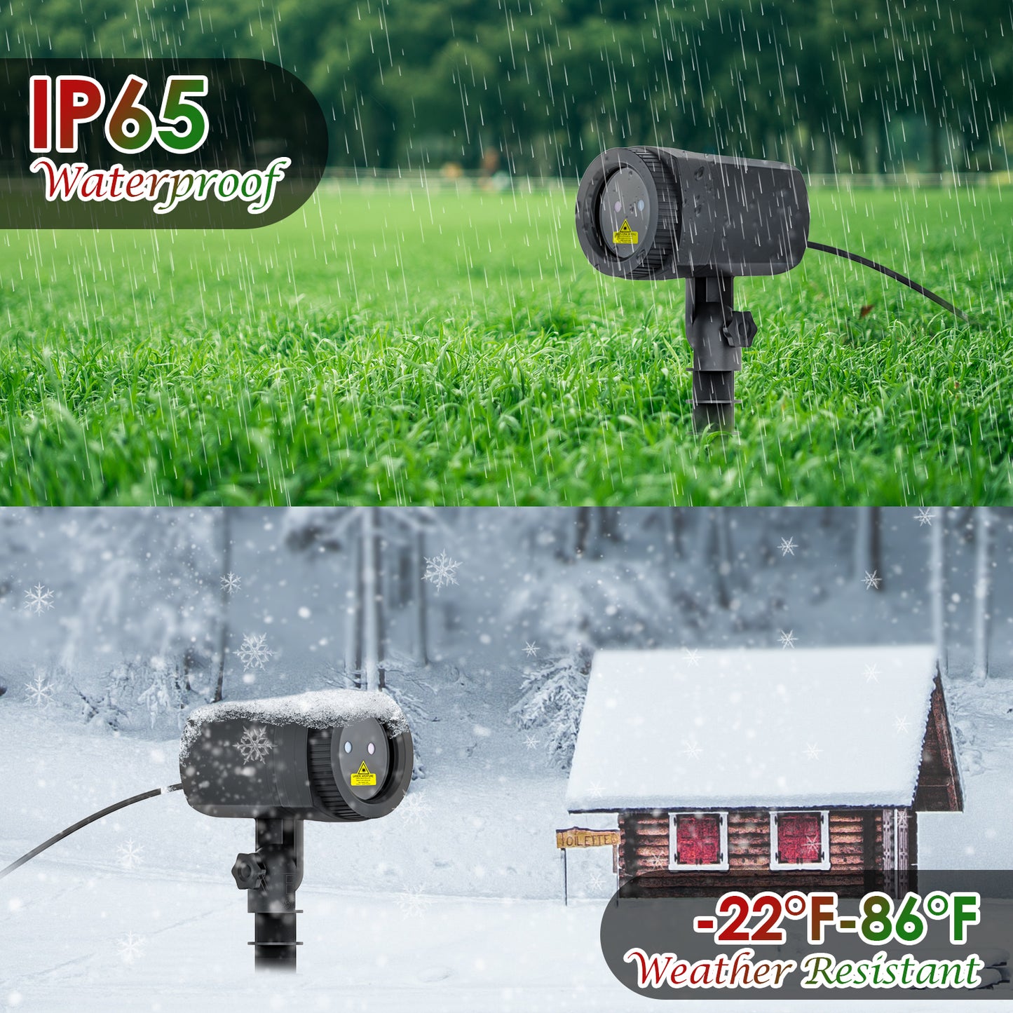 Christmas Projector Lights Outdoor, Waterproof with Remote,16 Patterns Christmas Lights Projector, Timer, Red and Green Xmas Landscape Spotlight Suitable for Garden Christmas Decor Indoor Home Party