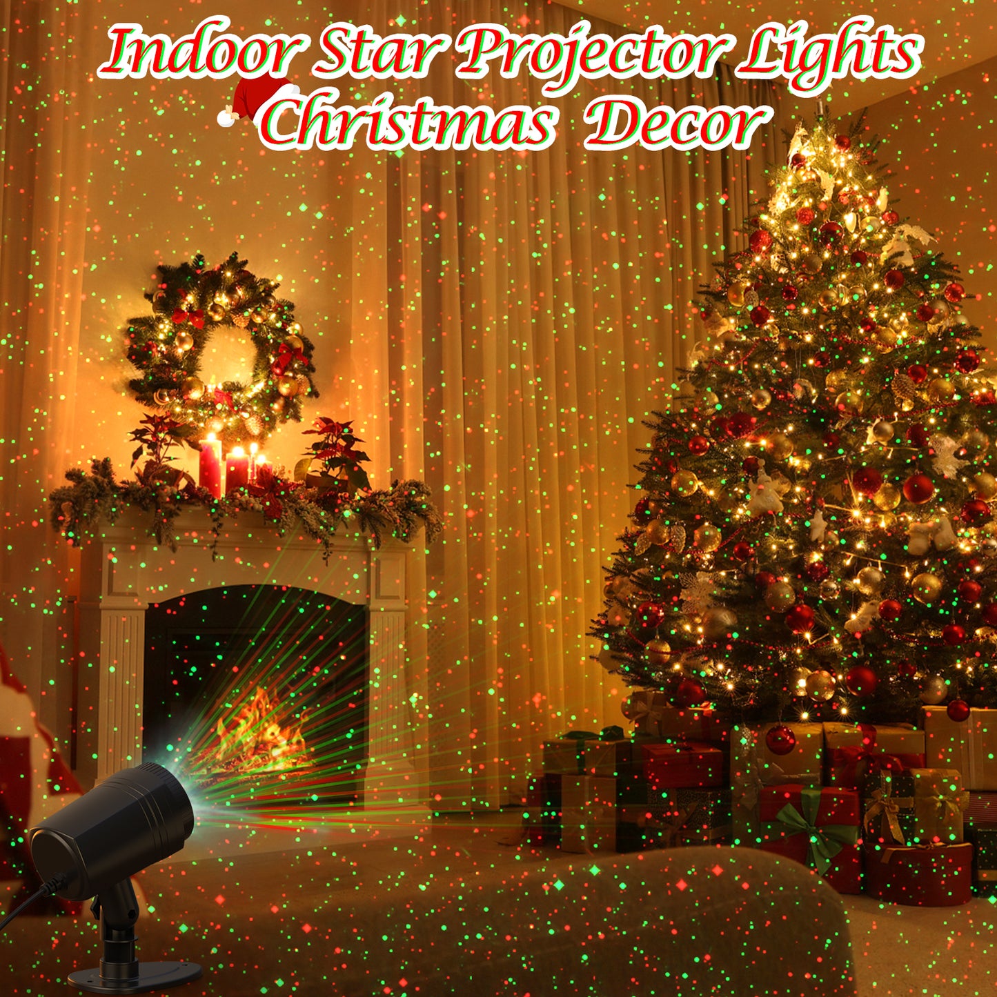 Christmas Projector Lights Outdoor, Firefly Lights Display Christmas Decorations with Remote, Super-Bright RG Light Projector Waterproof Indoor Halloween Wedding Home Party Gife Garden