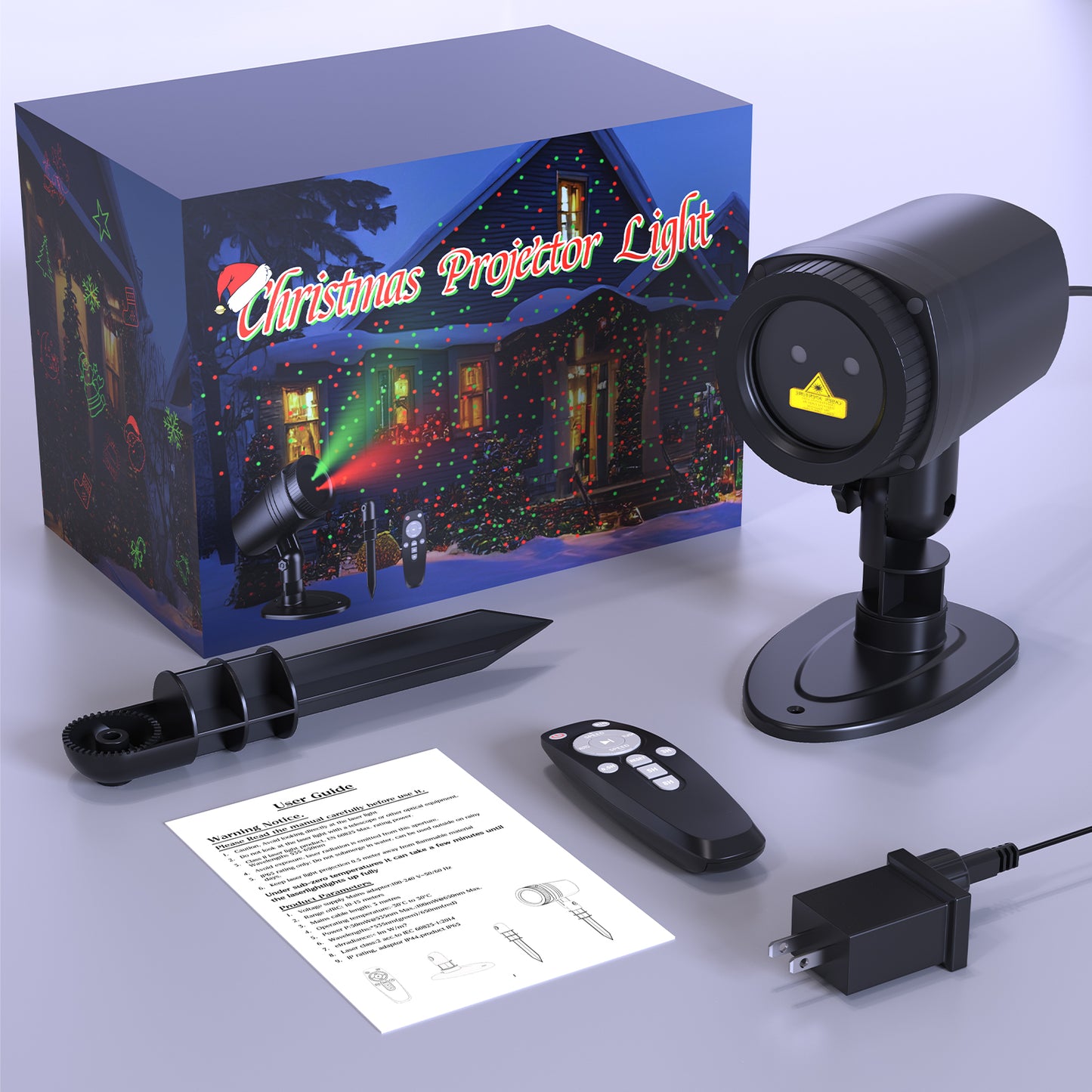 Christmas Projector Lights Outdoor, Waterproof with Remote,16 Patterns Christmas Lights Projector, Timer, Red and Green Xmas Landscape Spotlight Suitable for Garden Christmas Decor Indoor Home Party