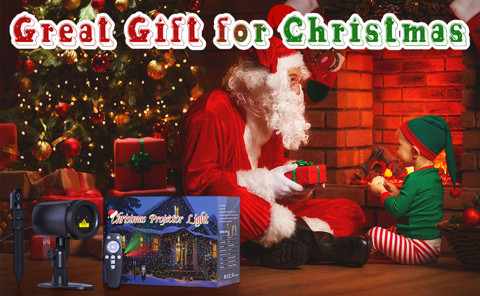 Christmas Projector Lights Outdoor, Waterproof with Remote,16 Patterns Christmas Lights Projector, Timer, Red and Green Xmas Landscape Spotlight Suitable for Garden Christmas Decor Indoor Home Party