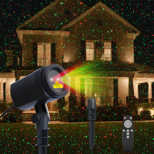 Christmas Projector Lights Outdoor, Firefly Lights Display Christmas Decorations with Remote, Super-Bright RG Light Projector Waterproof Indoor Halloween Wedding Home Party Gife Garden