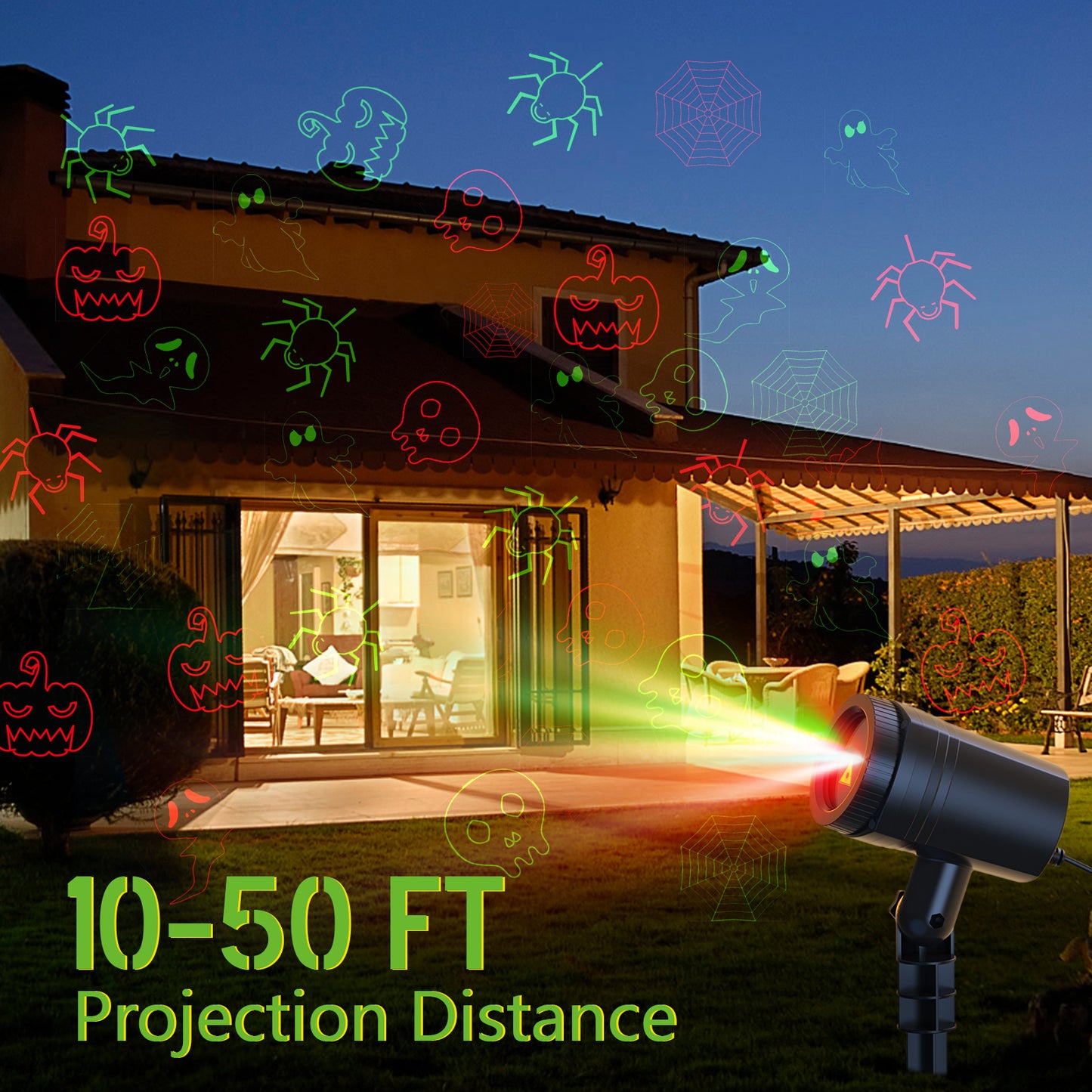 Halloween Projector Lights Outdoor, Remote Control, Waterproof Halloween Decor Energy Saving High Brightness, Timer, 3 Light Modes for Yard, Window Wall, Parties, Community Events, Store Decorations